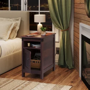 End Table Charging Station Narrow Night Stand