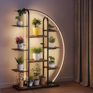 Big Plant Stand Indoor with Grow Lights and LED Light, 61”Tall Metal  9 tier